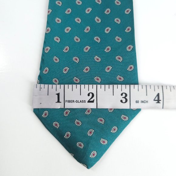 Giacomo men Necktie All Silk Paisley Green Multi 57x3.5 - NWOT - made in Italy - Picture 4 of 5